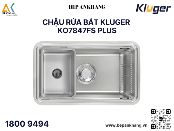 Chậu rửa bát Kluger KO7847FS Plus - Inox 304 Posco - Linen Dập Nổi
